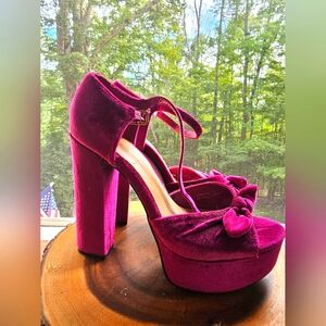 Velvet Platform Heels in Rich Purple